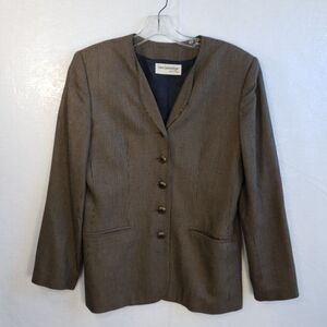 Breckenridge Blazer Womens Size 6P Tweed Brown Jacket Lining 5 Button Career VTG